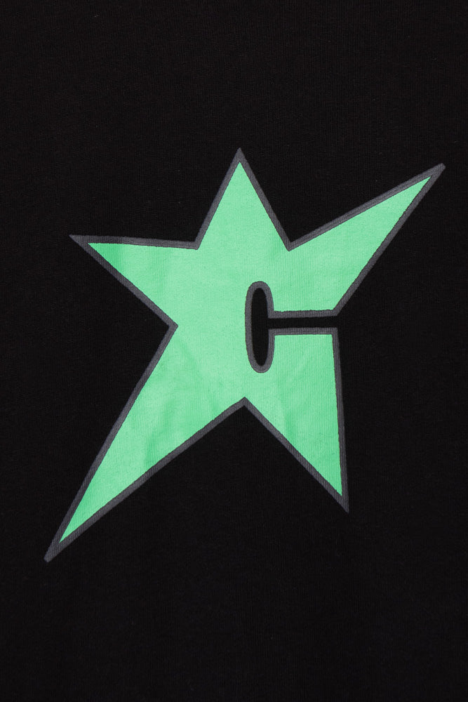 Carpet Company C-Star T-Shirt Black (Green Print) - BONKERS
