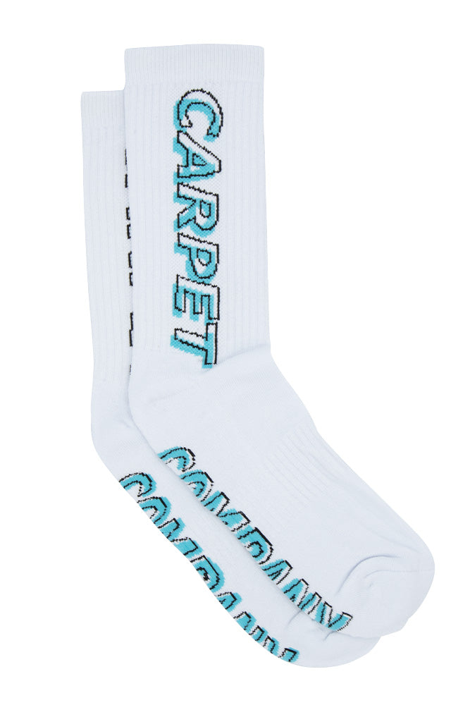 Carpet Company Missprint Socks White / Turquoise - BONKERS