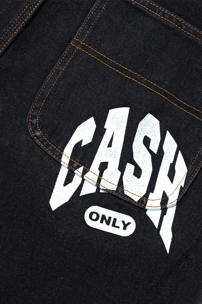 Cash Only College Denim Shorts Washed Black - BONKERS