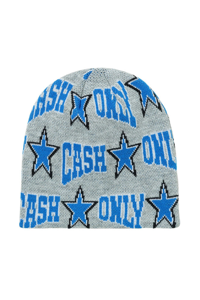 Cash Only Stars Skull Beanie Grey - BONKERS