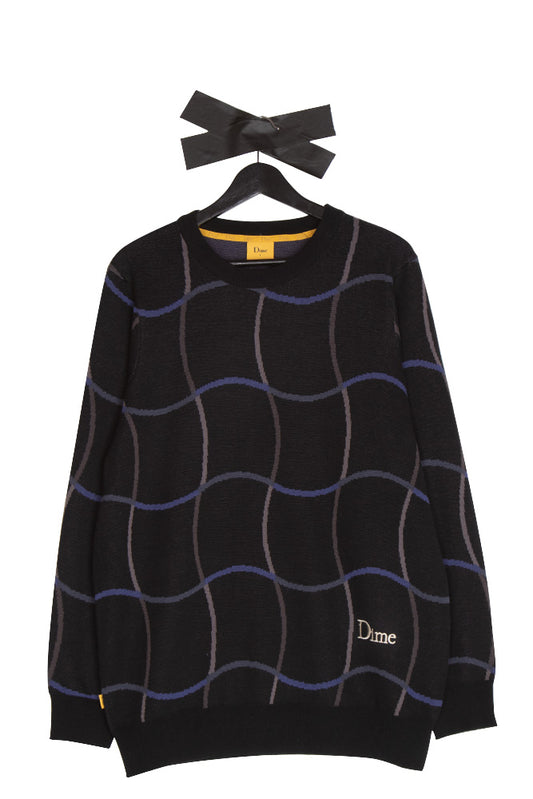 Dime Wave Knit Sweater Black - BONKERS