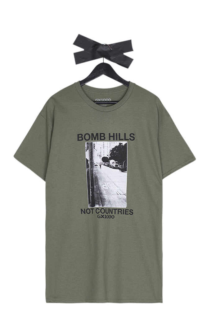 GX1000 Bomb Hills Not Countries T-Shirt Military Green - BONKERS