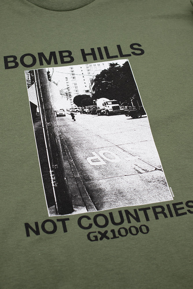 GX1000 Bomb Hills Not Countries T-Shirt Military Green - BONKERS