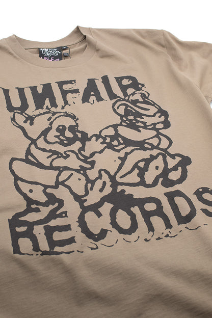 Life Is Unfair Unfair Records T-Shirt Brown - BONKERS