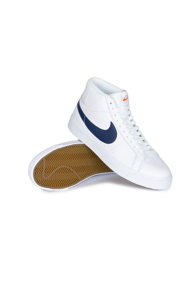 Nike SB Zoom Blazer Mid ISO Shoe (Orange Label) White / Navy / White / Safety Orange - BONKERS