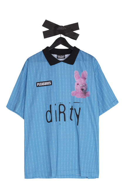 Pleasures X Sonic Youth Bunny Soccer Jersey Blue - BONKERS