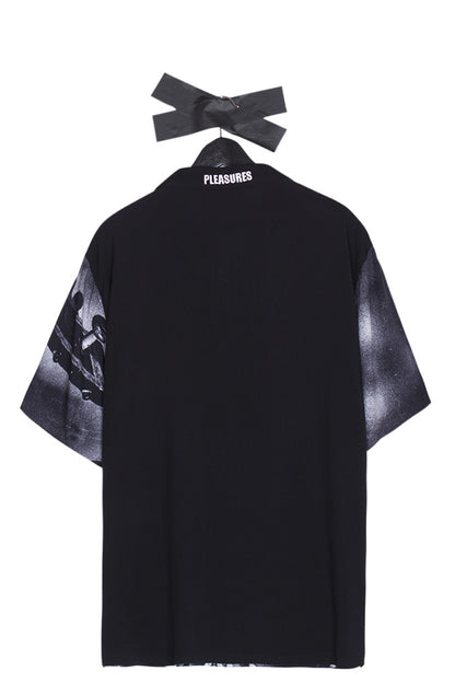 Pleasures X Sonic Youth Star Power Camp Collar Shirt Black - BONKERS