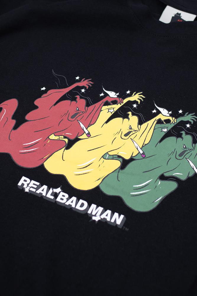 Real Bad Man Smokin' Ghost T-Shirt Black - BONKERS