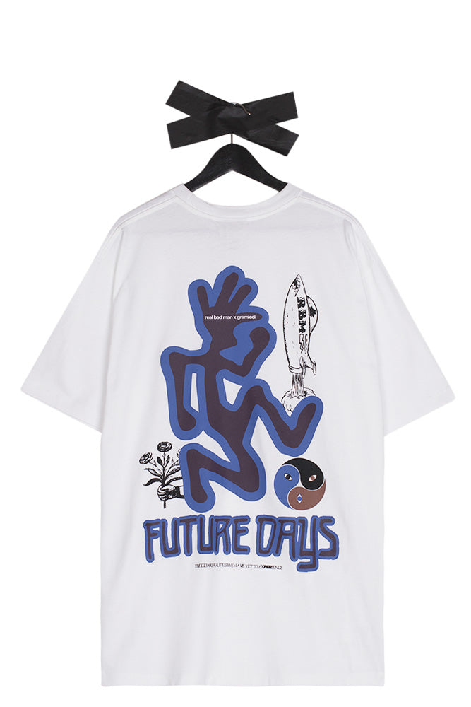 Real Bad Man X Gramicci Future Days T-Shirt White - BONKERS