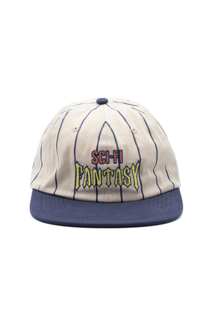 Sci-Fi Fantasy Biker Striped 6 Panel Cap Cream / Navy - BONKERS