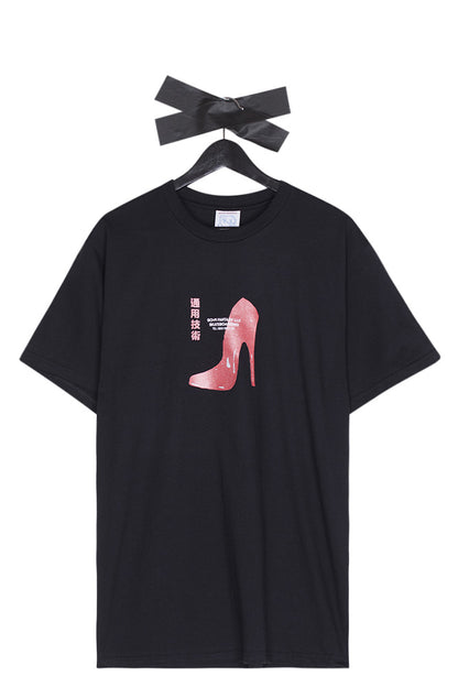 Sci-Fi Fantasy Red Shoe T-Shirt Black - BONKERS