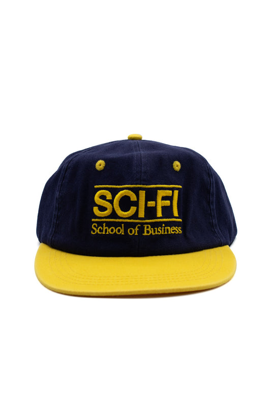 Sci-Fi Fantasy School Of Business 6 Panel Cap Navy / Yellow - BONKERS