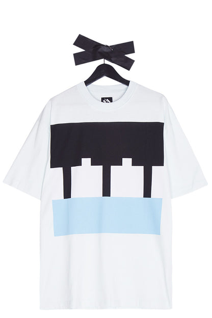 The Trilogy Tapes Block T-Shirt Light Blue - BONKERS